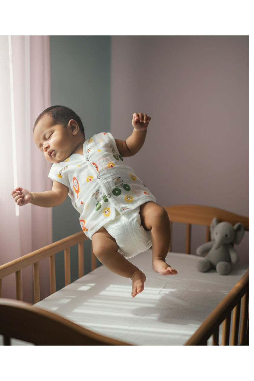🌈 MIAAME BUBBLELU – Rainbow Rocket Newborn V-Neck Cotton Jabla