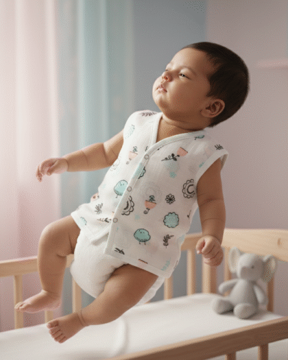 🐦 MIAAME BUBBLELU – Chirpy Garden Newborn V-Neck Cotton Jabla