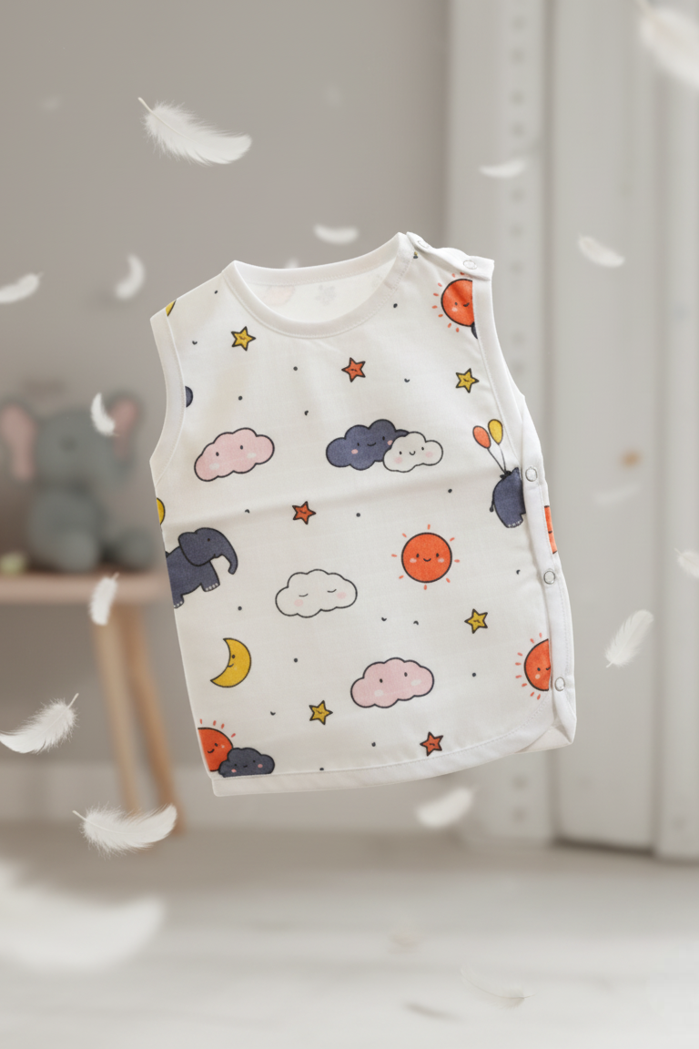 🌙 MIAAME BUBBLELU – Dreamy Night Sky Newborn Cotton Jabla - Image 2