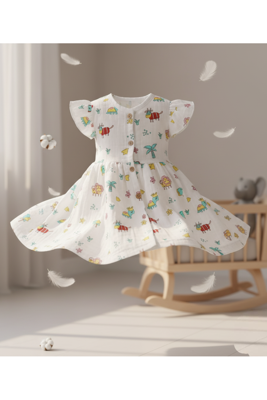 🦁 MIAAME BUBBLELU – Safari Parade Baby Frock - Image 2