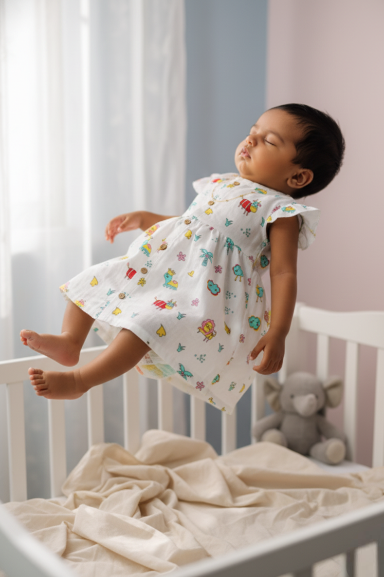 🦁 MIAAME BUBBLELU – Safari Parade Baby Frock