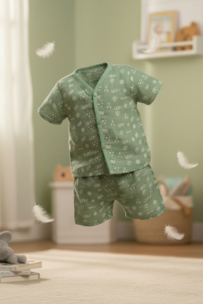 🌿 MIAAME BUBBLELU – Sage Doodle V-Neck Co-ord Set - Image 2